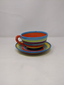 Reckless Large Candy Stripe Breakfast Mug and Saucer