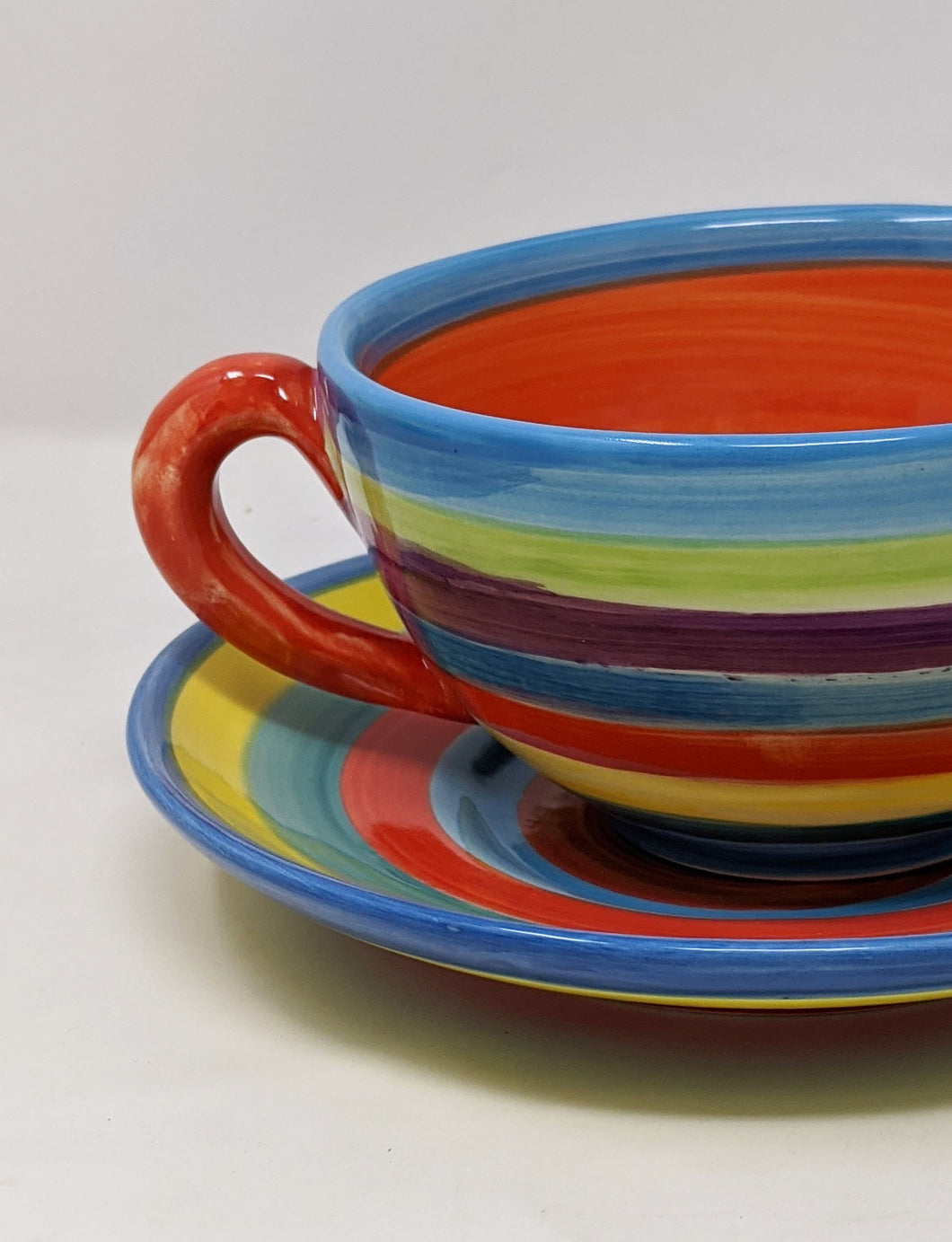 Reckless Large Candy Stripe Breakfast Mug and Saucer